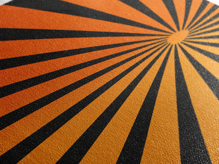 Orange Black Op Art Sunburst Canvas Print, Retro Wall Art, Geometric Art Print, Bold Mcm Decor, 70s Poster, Funky Wall Decor