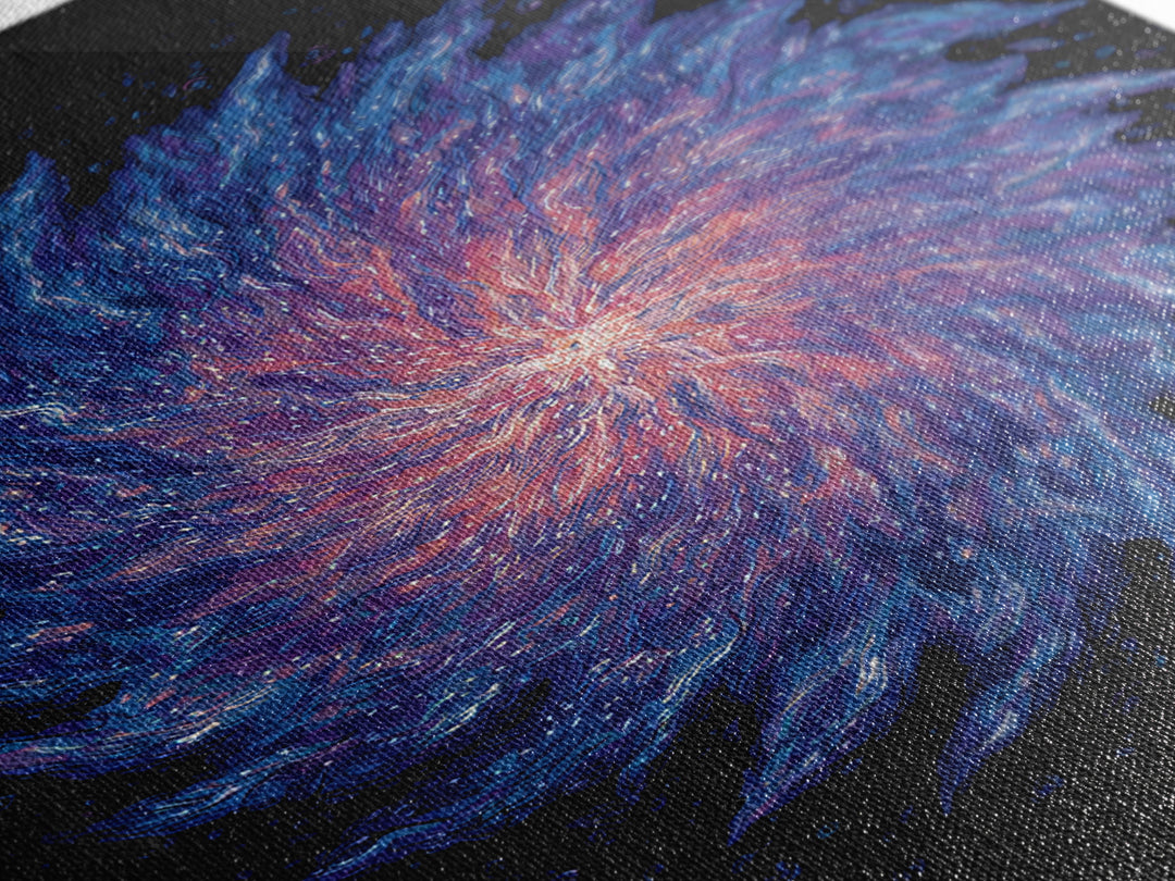 Purple Blue Spiral Nebula Canvas Print, Space Abstract Art, Modern Wall Art, Cosmic Retro Poster, Vibrant Art Purple, Home Decor