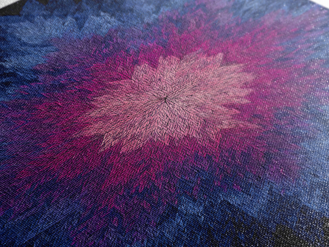Blue Pink Textured Starburst, Canvas Print, Geometric Wall Art, Modern Abstract Decor, Vibrant Mcm Living Room Poster Artwork