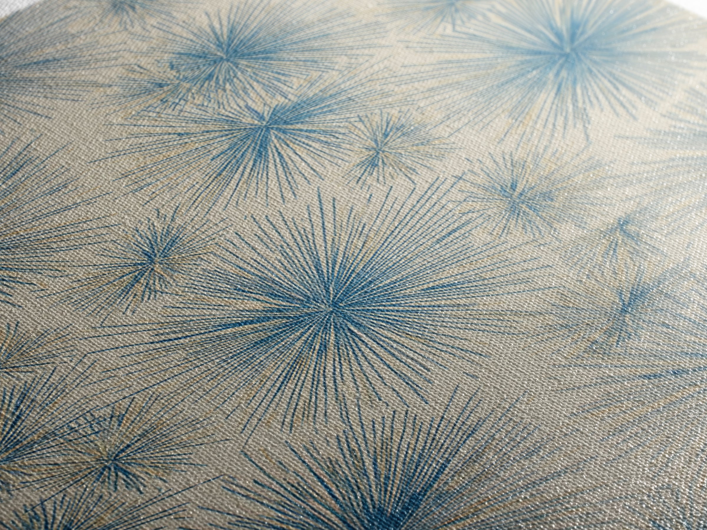 Blue Atomic Starburst Pattern Wall Art, Midcentury Modern Art Print, Retro Wall Decor, Beige Teal Abstract Home Decor Prints