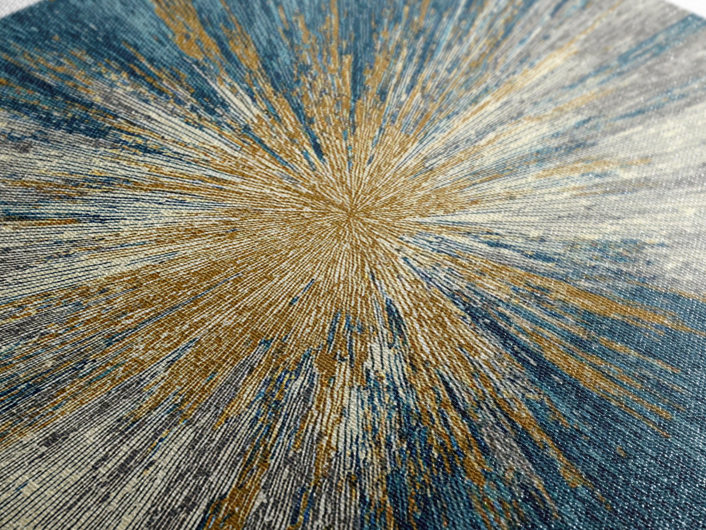 Gold And Teal Radiating Starburst Canvas Print, Midcentury Modern Art, Atomic Retro Wall Decor, Bold Geometric Home Decor