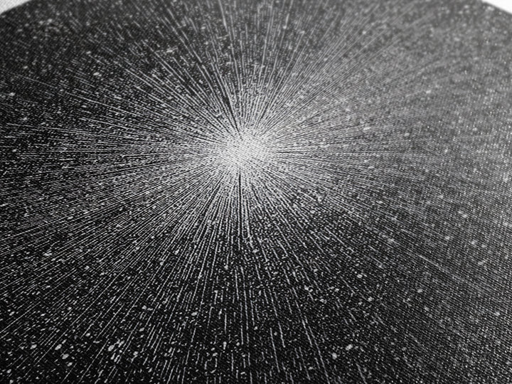 Black And White Cosmic Starburst Wall Art, Modern Abstract Art Print, Space Poster, Sci Fi Retro Decor, Monochrome Home Decor
