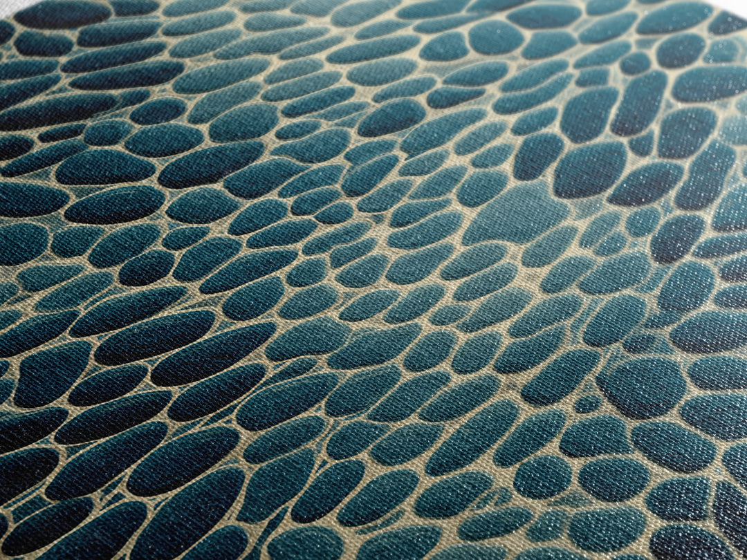 Teal Pebble Mosaic Abstract Wall Art, Modern Geometric Art Print, Coastal Home Decor, Blue Beige Organic Pattern Decor Print