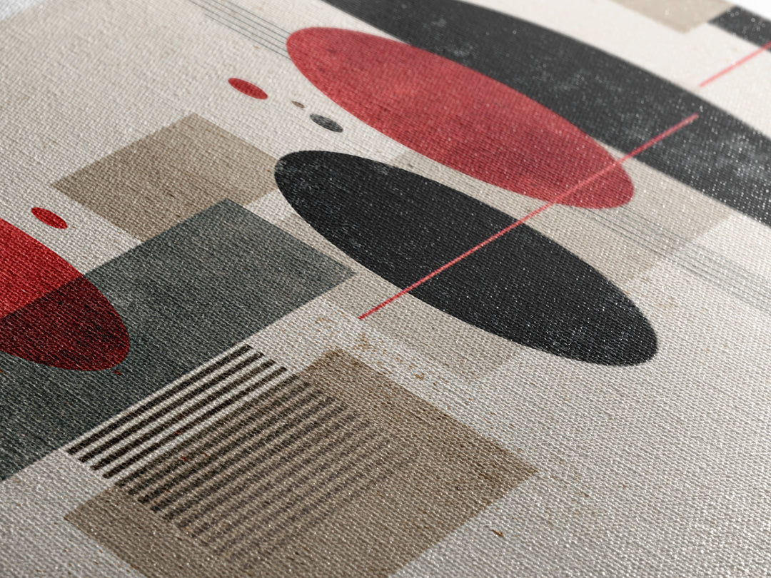 Red Black Geometric Abstract Wall Art, Midcentury Modern Art, Bauhaus Poster, Colorblock Art, Modern Wall Decor, Living Room Print