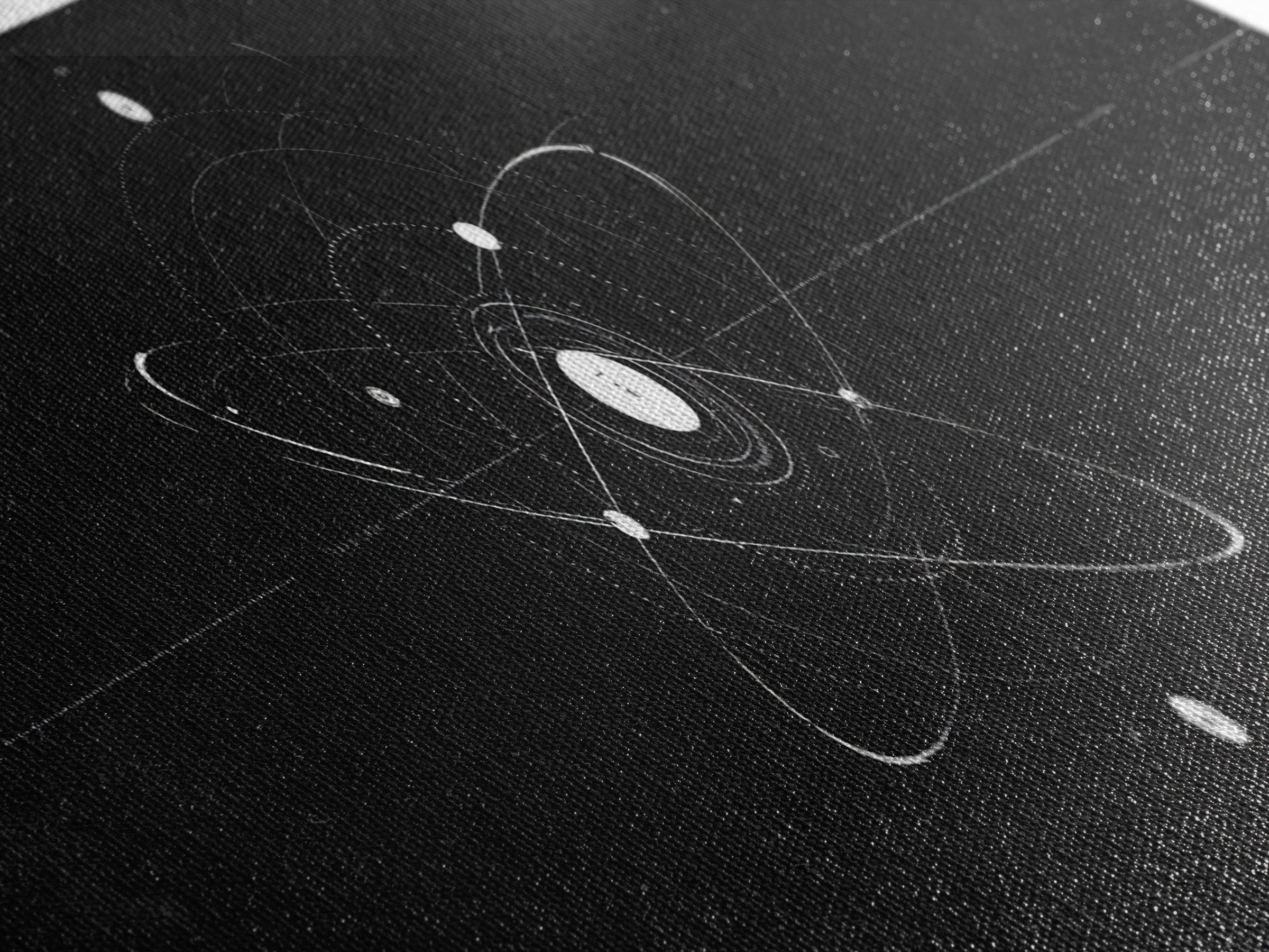 White Atomic Orbit Diagram Wall Art, Midcentury Modern Art, Space Abstract Art, Science Poster, Black Retro Art, Modern Decor