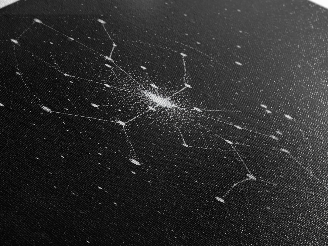 Constellation Star Map Abstract Wall Art, Geometric Wall Art, Space Poster, Midcentury Modern Art Print, Black Celestial Decor