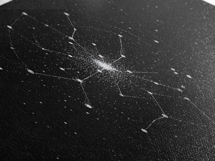 Constellation Star Map Abstract Wall Art, Geometric Wall Art, Space Poster, Midcentury Modern Art Print, Black Celestial Decor
