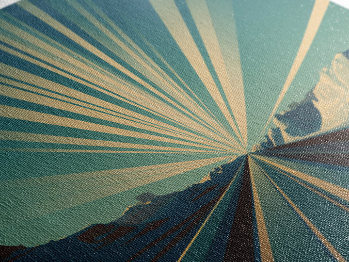 Radiant Teal Highway Horizon Wall Art, Midcentury Modern Art Print, Retro Landscape Poster, Modern Wall Decor For Office