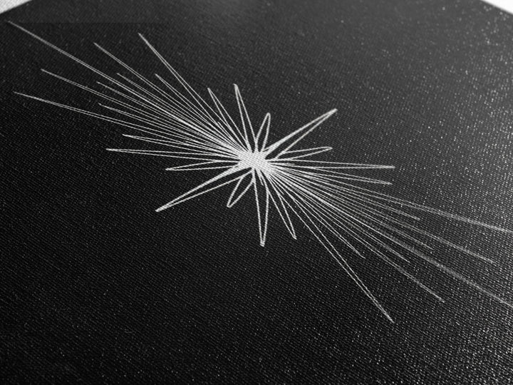White Atomic Starburst On Black Wall Art, Mid Century Modern Decor, Retro Geometric Print, Minimalist MCM Wall Decor, Abstract Art