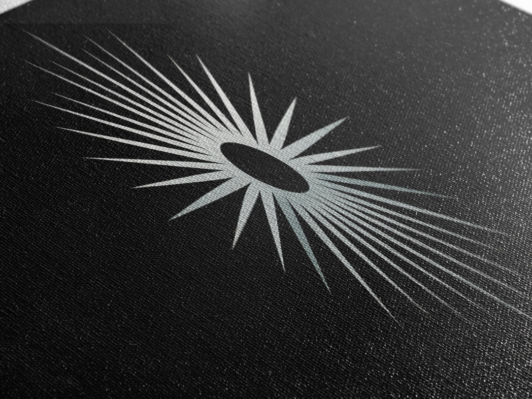 White Solar Eclipse Starburst Wall Art, Mid Century Modern Print, Black Retro Abstract Poster, Atomic MCM Wall Decor, Minimalist Art