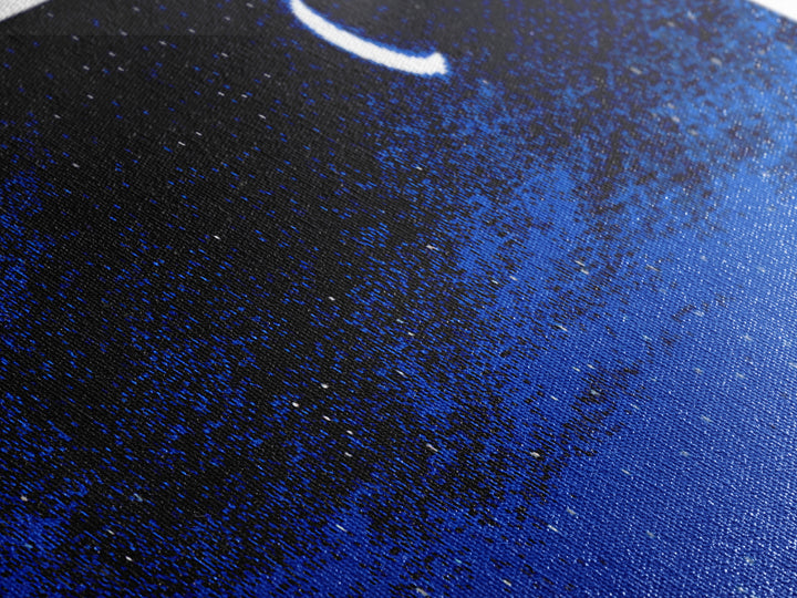 Blue Starry Crescent Moon Wall Art, Night Sky Celestial Canvas, Minimal Modern Decor, Boho Nursery Bedroom Art Print Gift