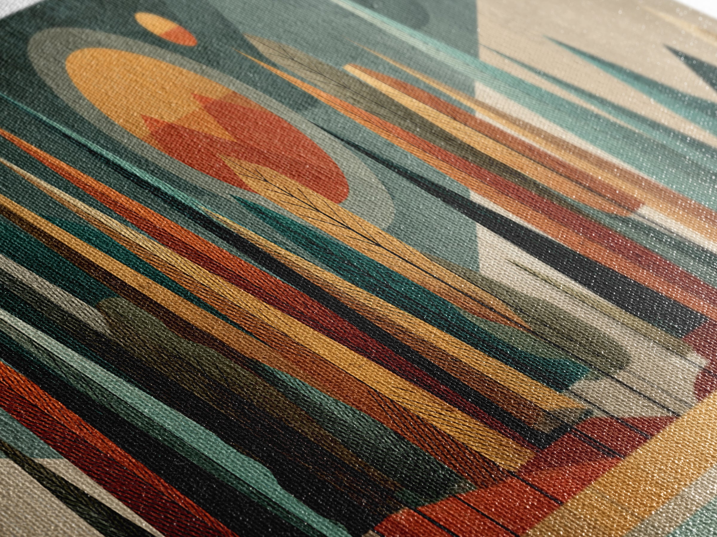 Textured Midcentury Forest Sun Wall Art, Orange Teal Landscape, Atomic Modern Art Print, Retro Home Decor For Living Room
