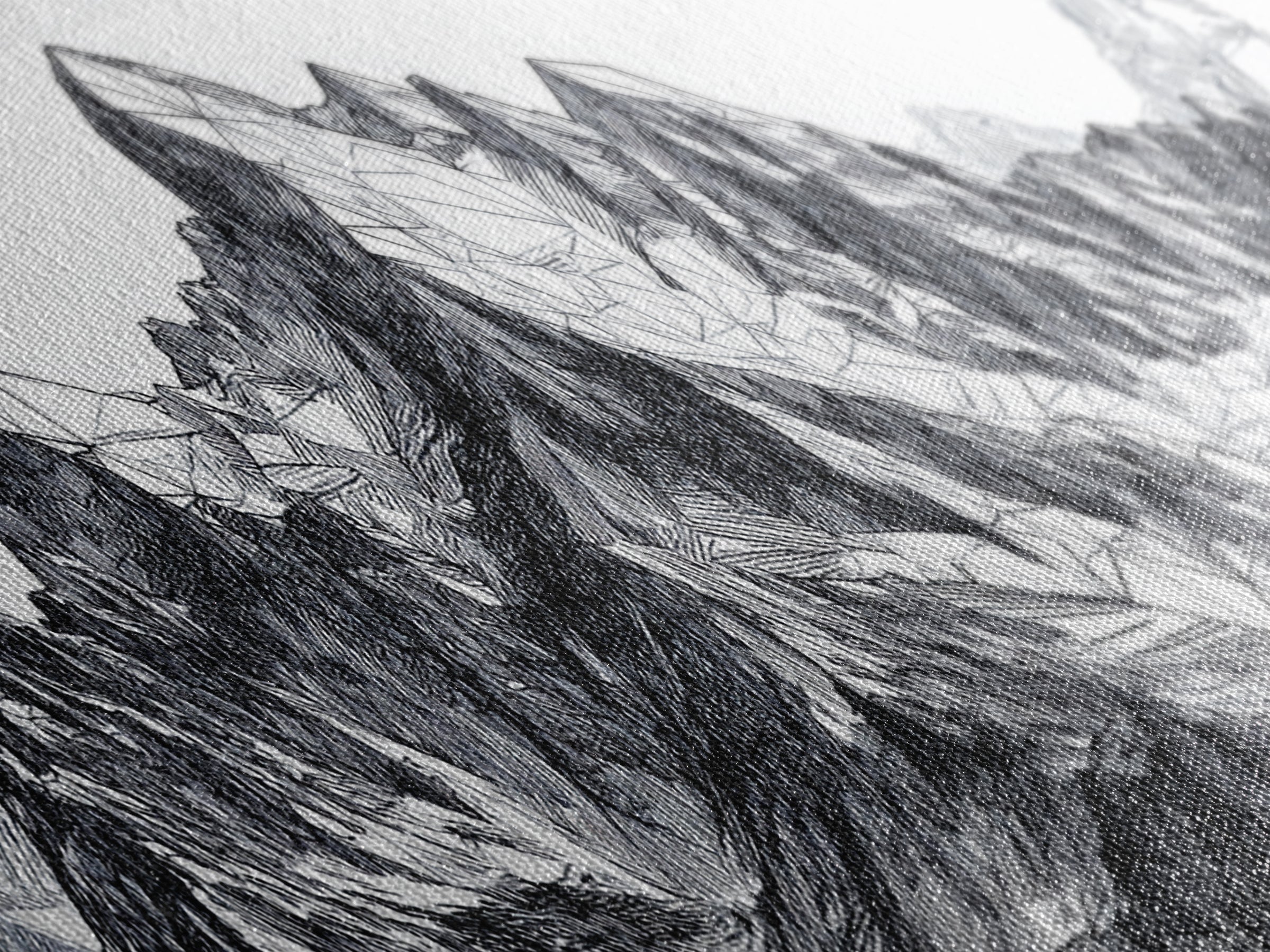 Black White Mountain Line Drawing Wall Art, Minimalist Landscape Print, Modern Office Decor, Alpine Sketch Poster Gift For Him