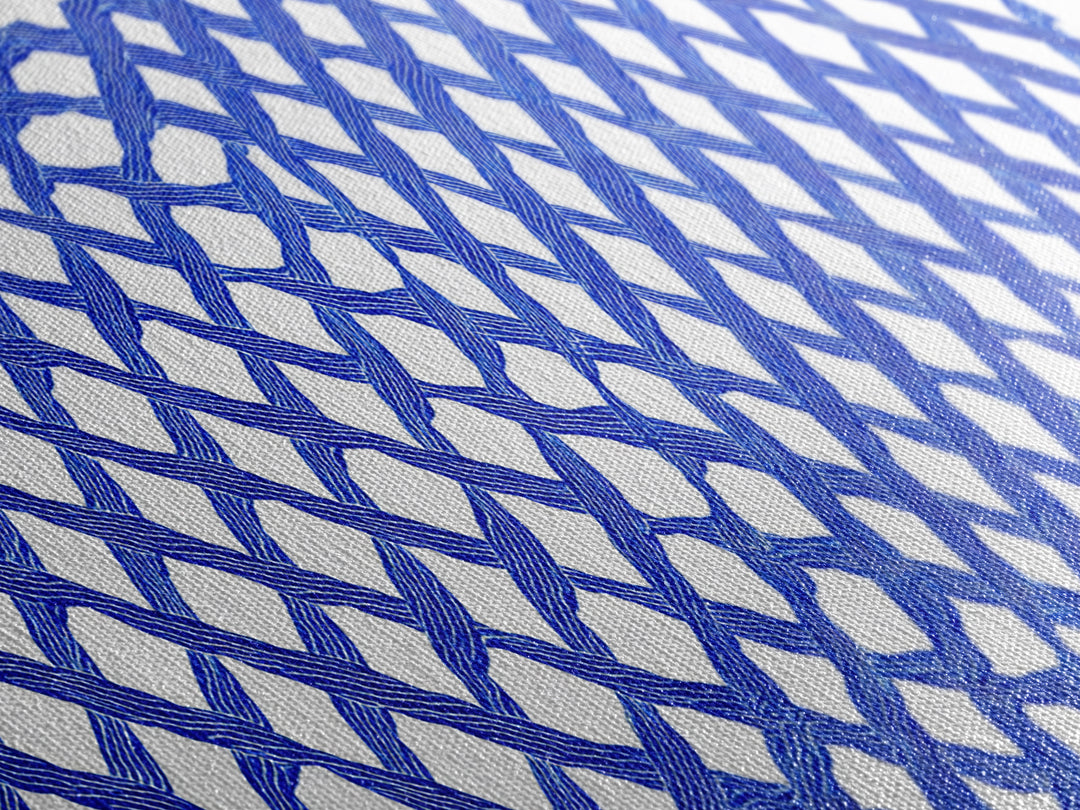 Blue Hand Drawn Lattice Wall Art, Geometric Pattern Poster, Modern Wall Decor, Op Art, Minimalist Art Print, Office Decor