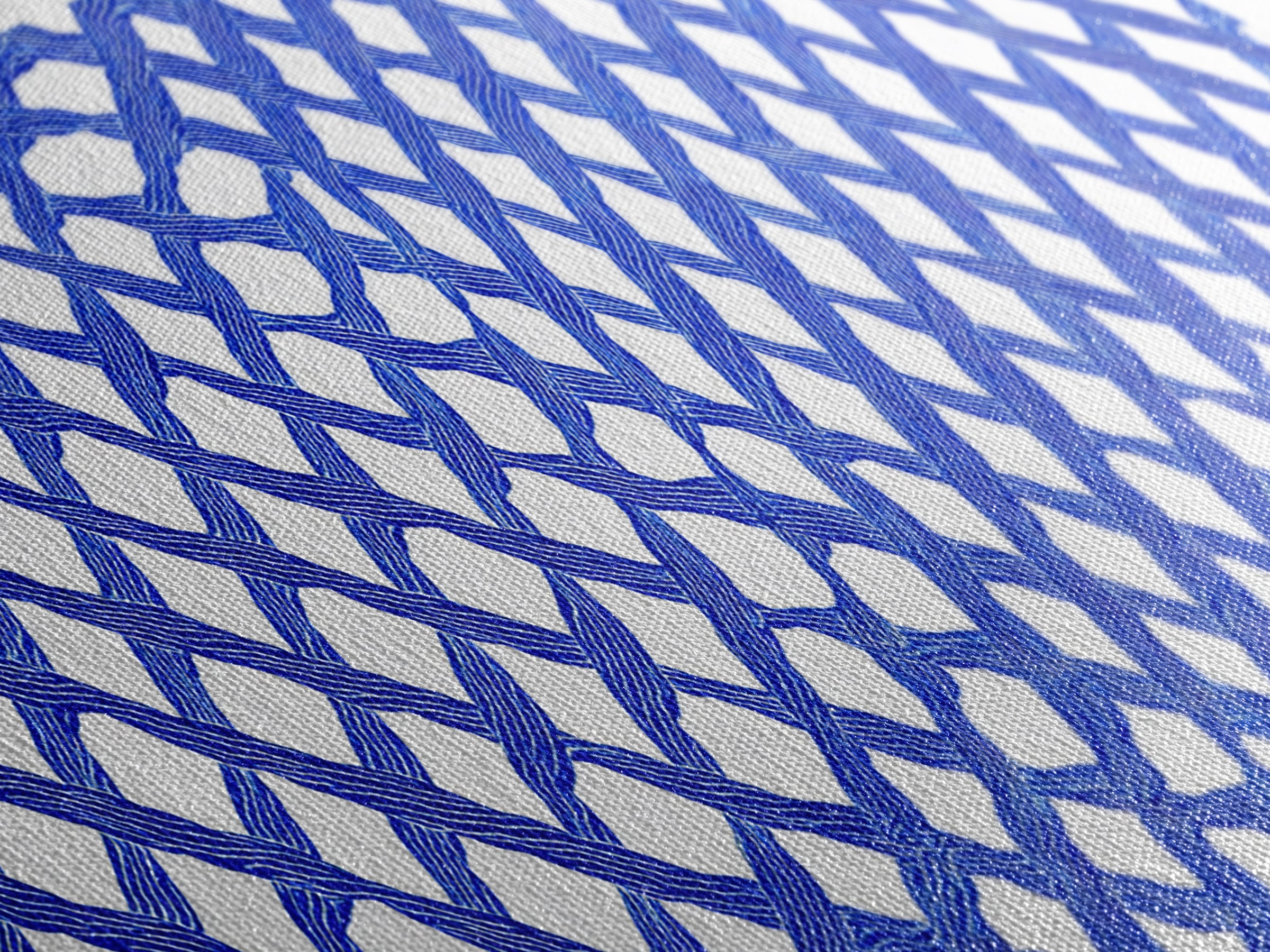 Blue Hand Drawn Lattice Wall Art, Geometric Pattern Poster, Modern Wall Decor, Op Art, Minimalist Art Print, Office Decor