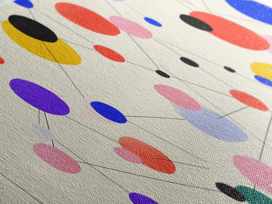 Colorful Atomic Dots And Connected Lines Wall Art, Midcentury Modern Art, Geometric Abstract Print, Retro Modern Decor Poster