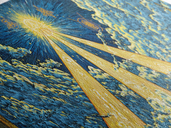 Golden Light Beams Through Clouds Framed Canvas Print, Spiritual Wall Art, Midcentury Modern Poster, Celestial Decor, Sci Fi Wall Decor