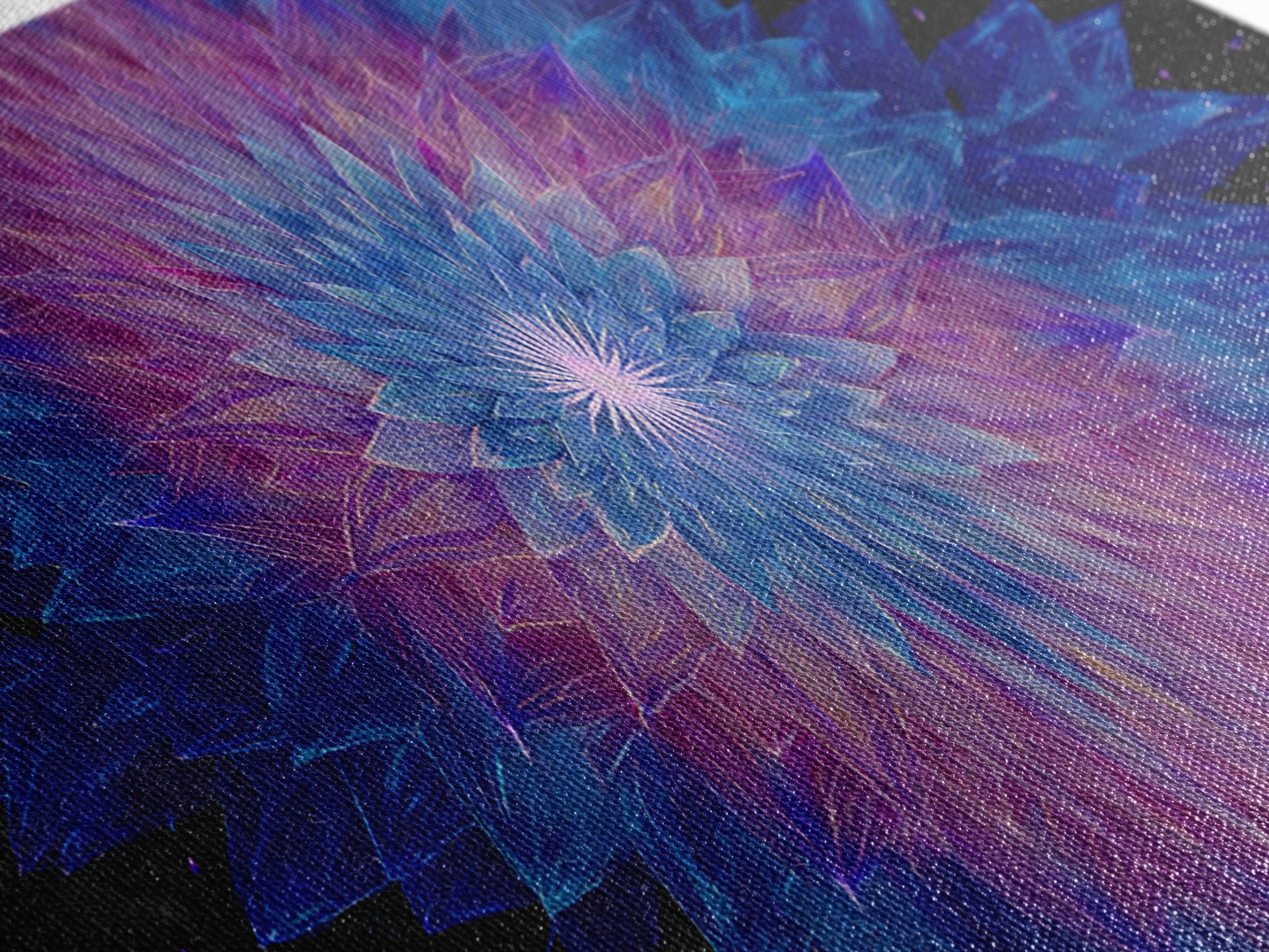 Blue Purple Crystal Kaleidoscope Canvas Print, Geometric Abstract Wall Art, Modern Psychedelic Decor, Colorful Poster, Gallery Wall Art