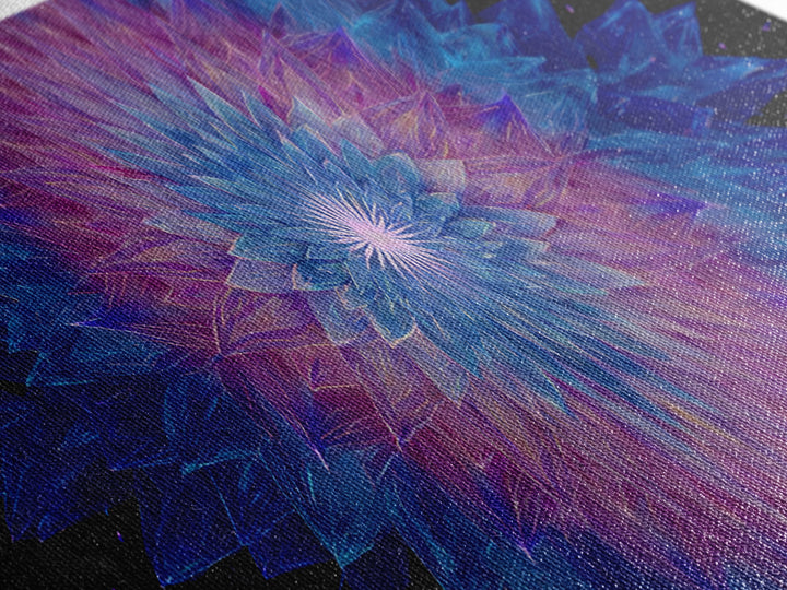 Blue Purple Crystal Kaleidoscope Canvas Print, Geometric Abstract Wall Art, Modern Psychedelic Decor, Colorful Poster, Gallery Wall Art