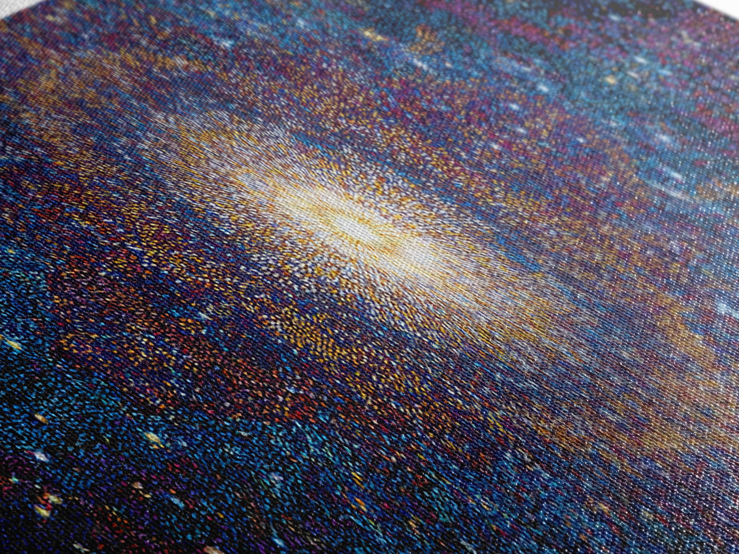 Glowing Galaxy Star Cluster Canvas Print, Cosmic Abstract Wall Art, Modern Space Decor, Blue Orange Statement Print Gift