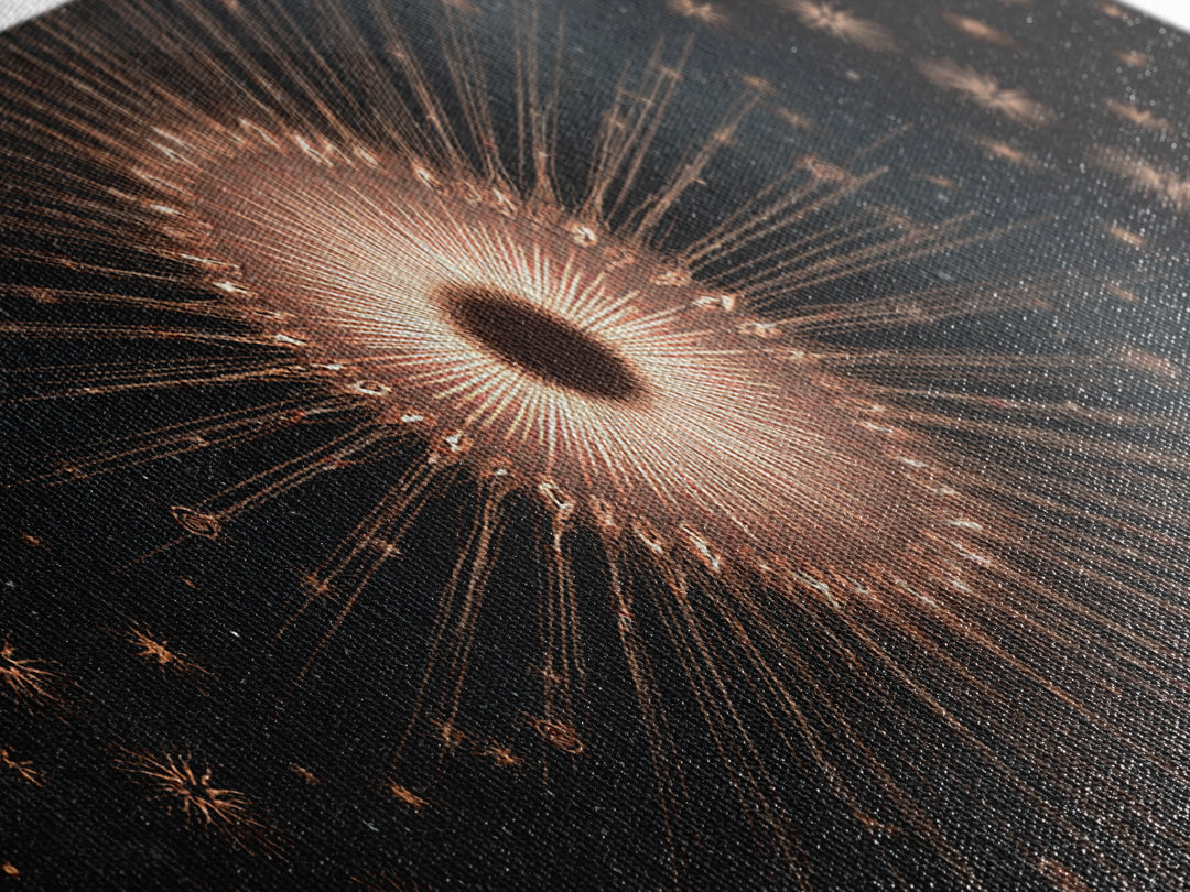 Copper Gold Eclipse Sunburst Wall Art, Modern Art Deco Canvas Print, Cosmic Celestial Decor, Black Gold Statement Print Gift