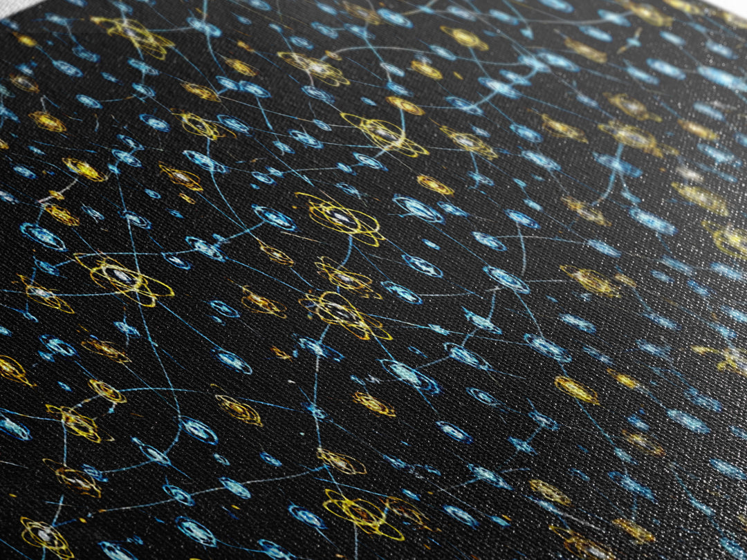 Atomic Constellation Wall Art, Mid Century Modern Space Decor, Retro Science Poster, Blue Yellow MCM Pattern, Modern Art Print