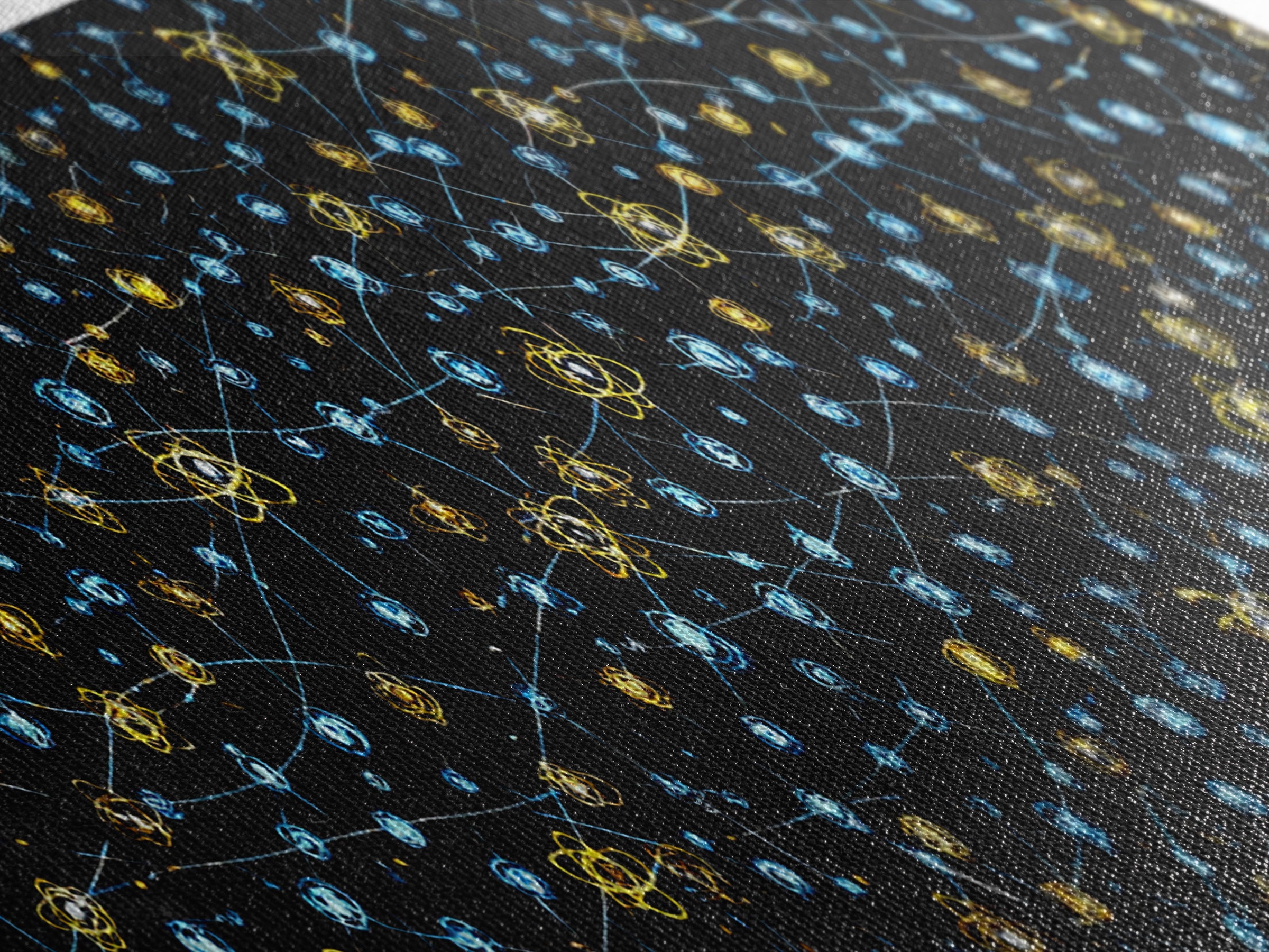 Atomic Constellation Wall Art, Mid Century Modern Space Decor, Retro Science Poster, Blue Yellow MCM Pattern, Modern Art Print