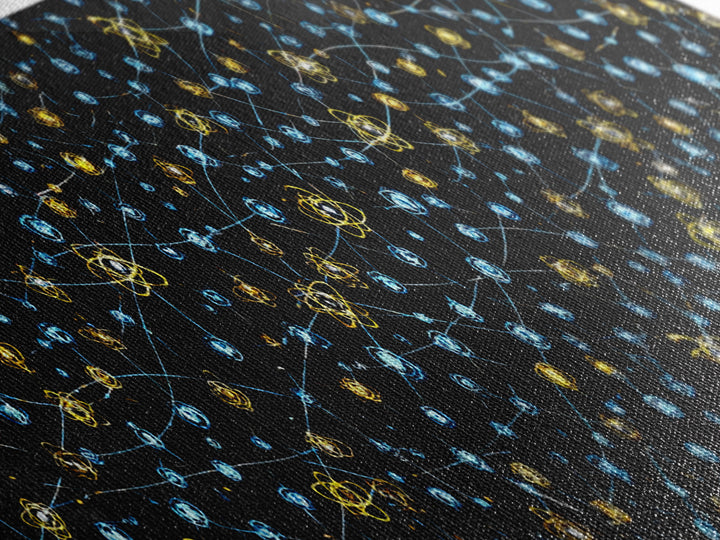 Atomic Constellation Wall Art, Mid Century Modern Space Decor, Retro Science Poster, Blue Yellow MCM Pattern, Modern Art Print
