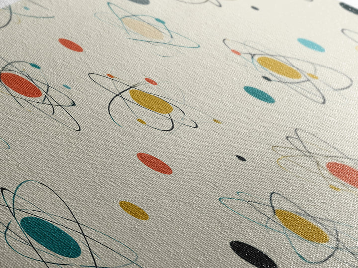 Retro Atom Pattern Canvas Print, Mid Century Modern Wall Decor, Atomic Science Art, Minimal Geometric Poster, MCM Home Decor