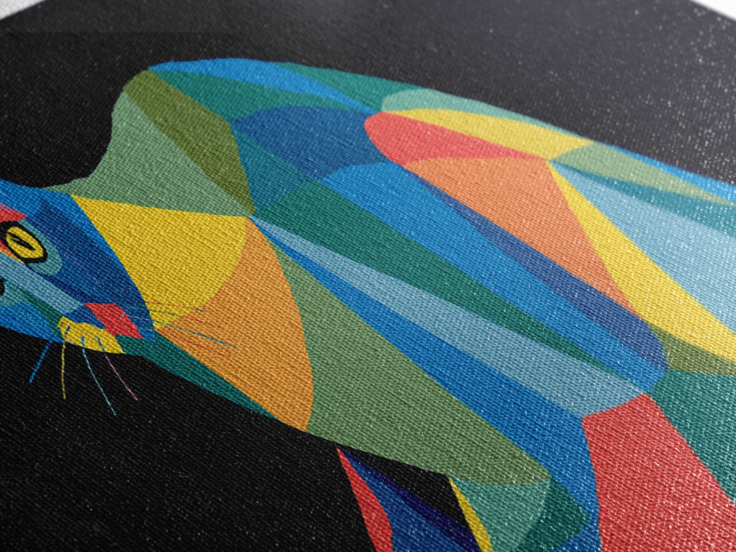 Colorful Low Poly Cat Reclining On Rainbow Shapes, Wall Art, Modern Geometric Art Print, Cat Lovers Gift, Funky Decor Poster