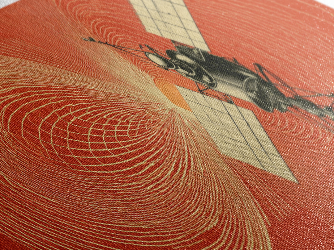 Orange Satellite Magnetic Field Wall Art, Retro Space Science Poster, Modern Abstract Art Print, Midcentury Office Decor