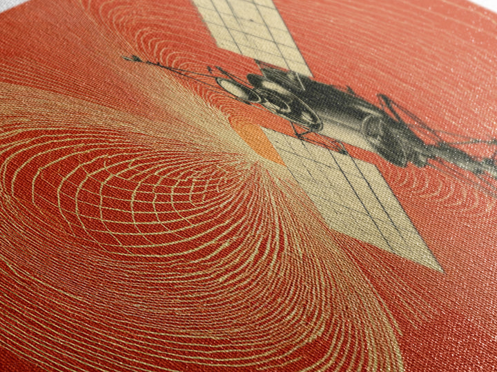 Orange Satellite Magnetic Field Wall Art, Retro Space Science Poster, Modern Abstract Art Print, Midcentury Office Decor