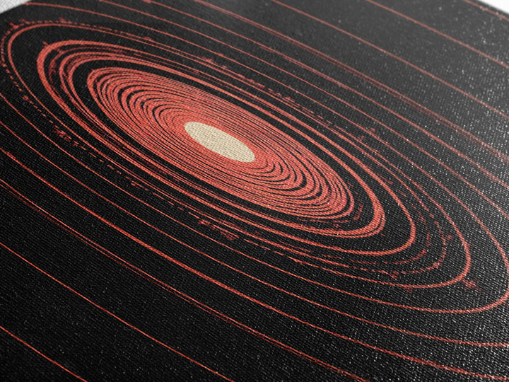 Orange Red Concentric Circle Wall Art, Modern Abstract Op Art Print, Cosmic Retro Minimal Poster For Bedroom Gallery Decor