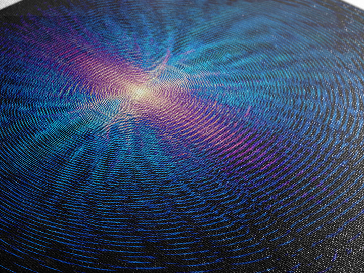 Blue Neon Concentric Ripple Field Wall Art, Futuristic Abstract Print, Modern Wall Decor, Space Abstract Art, Digital Art