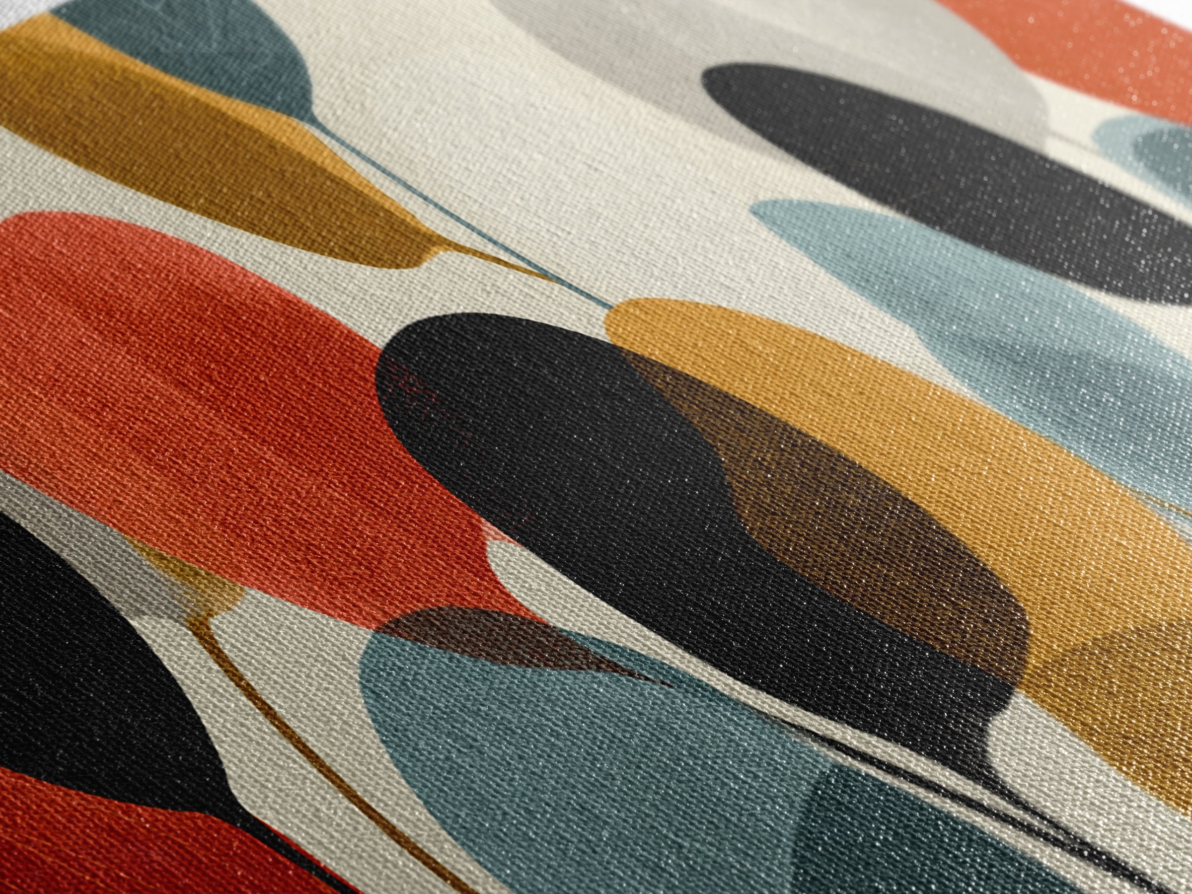 Abstract Balloon Leaves In Warm Neutrals Wall Art, Midcentury Modern Decor, Geometric Art Print, Boho Living Room Poster