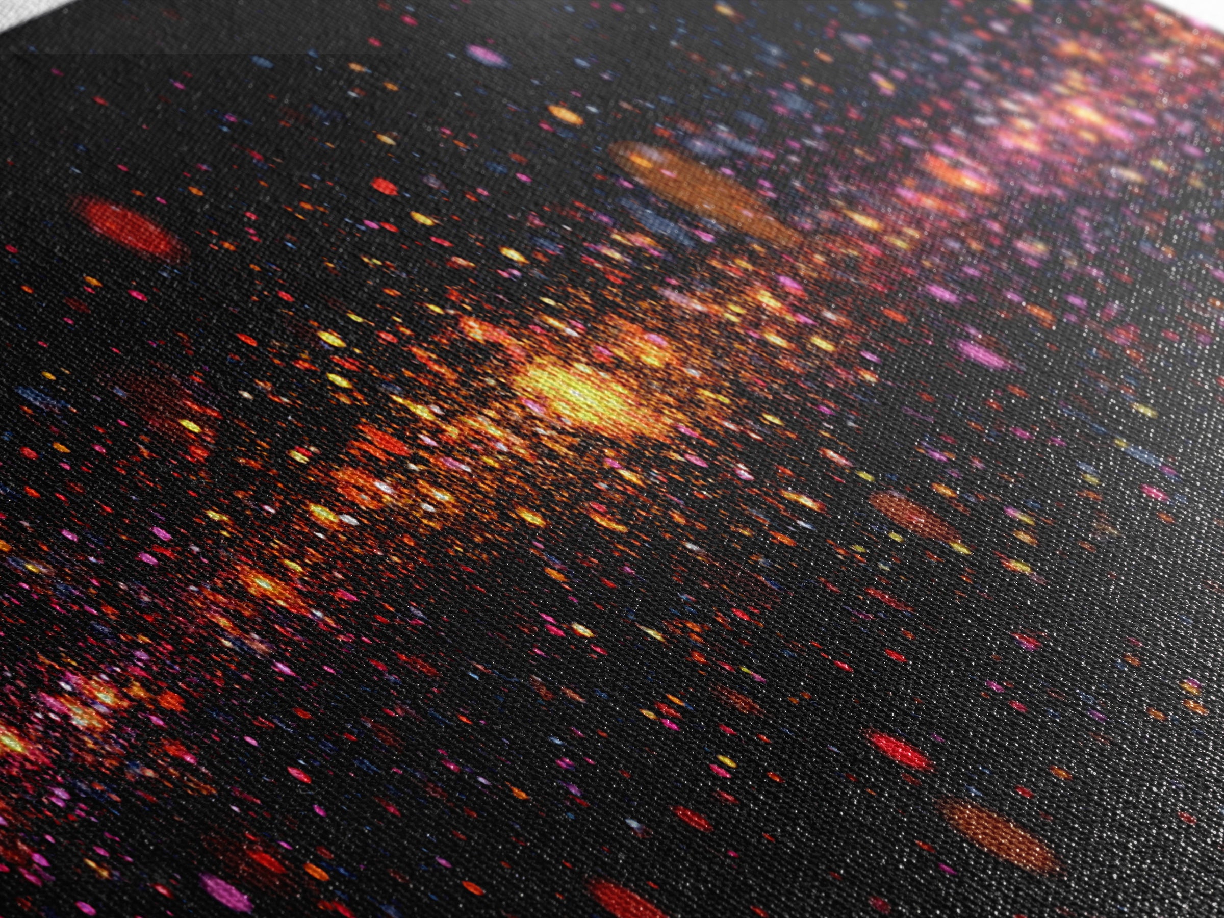Radiant Particle Galaxy Horizon Wall Art, Space Abstract Art, Modern Digital Art Print, Cosmic Retro Decor, Large Canvas