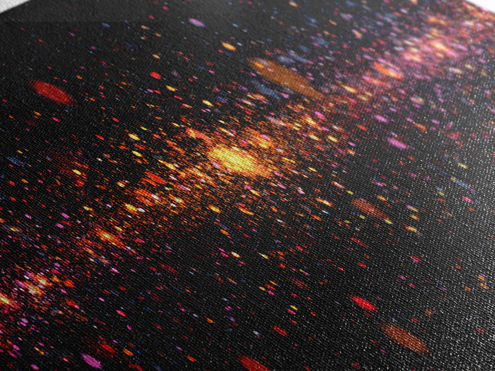 Radiant Particle Galaxy Horizon Wall Art, Space Abstract Art, Modern Digital Art Print, Cosmic Retro Decor, Large Canvas