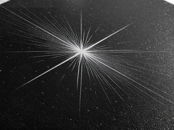 Monochrome Starburst Light On Black Wall Art, Minimalist Abstract Poster, Op Art Print, Modern Geometric Home Decor Gift
