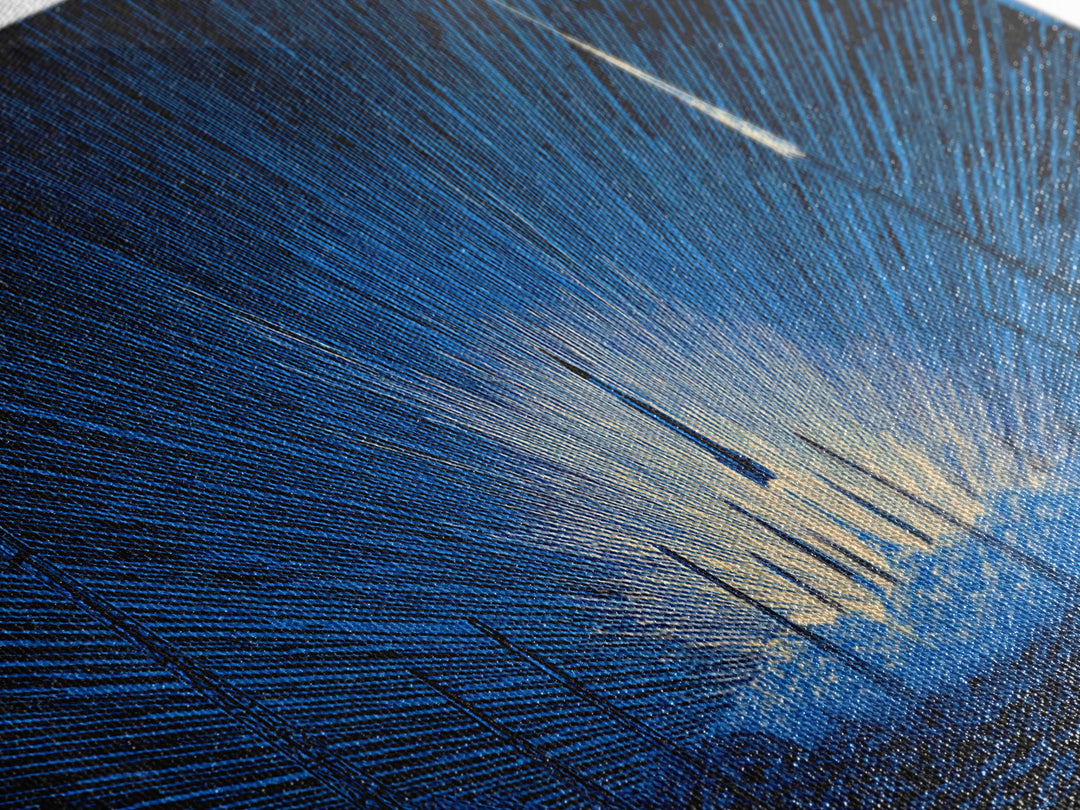 Blue Rocket Launch Wall Art, Radiant Sci Fi Space Poster, Midcentury Modern Art Print, Retro Futuristic Office Decor For Home