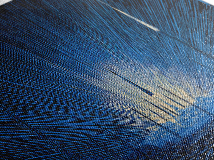 Blue Rocket Launch Wall Art, Radiant Sci Fi Space Poster, Midcentury Modern Art Print, Retro Futuristic Office Decor For Home