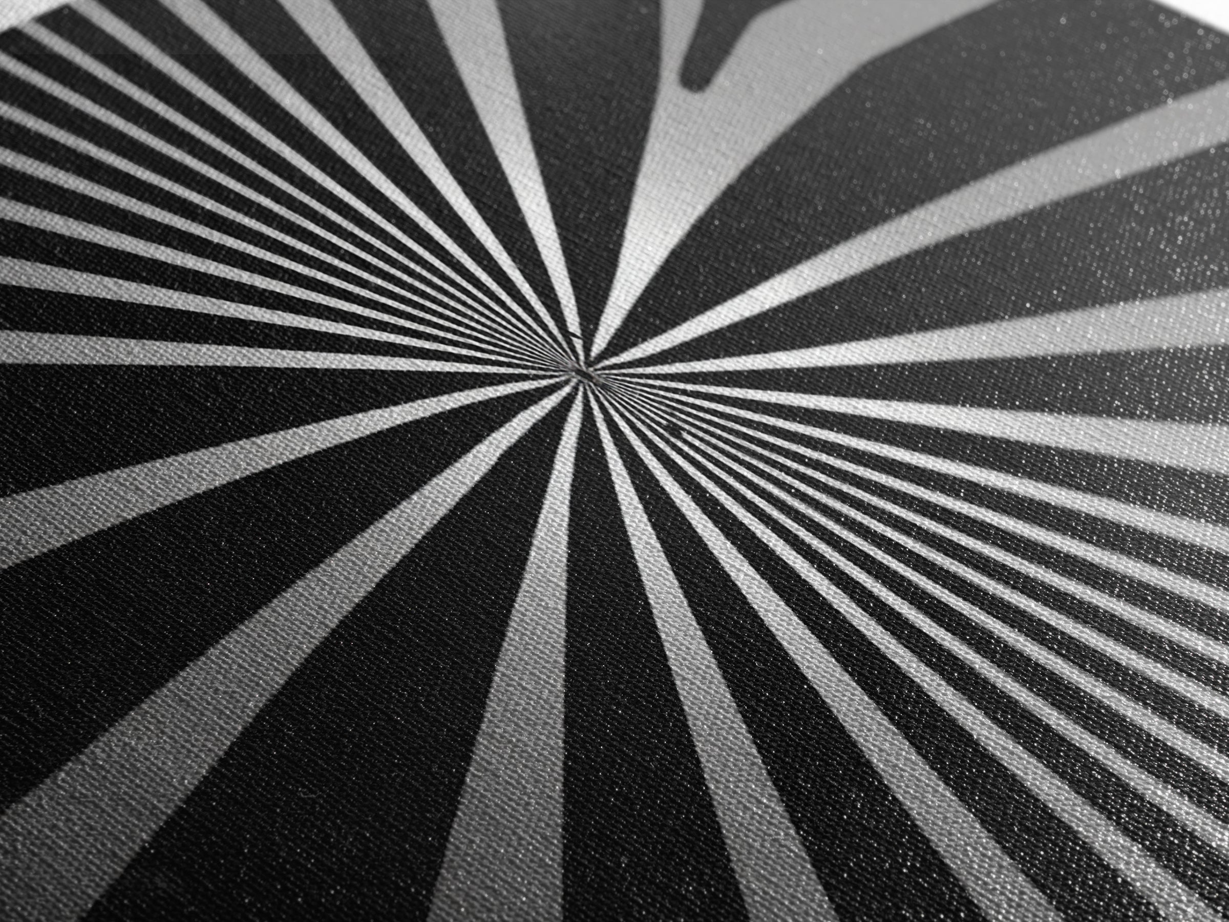 Black And White Radial Op Art Canvas Print, Mid Century Modern Geometric Wall Art, Minimalist Retro Decor For Office Or Den