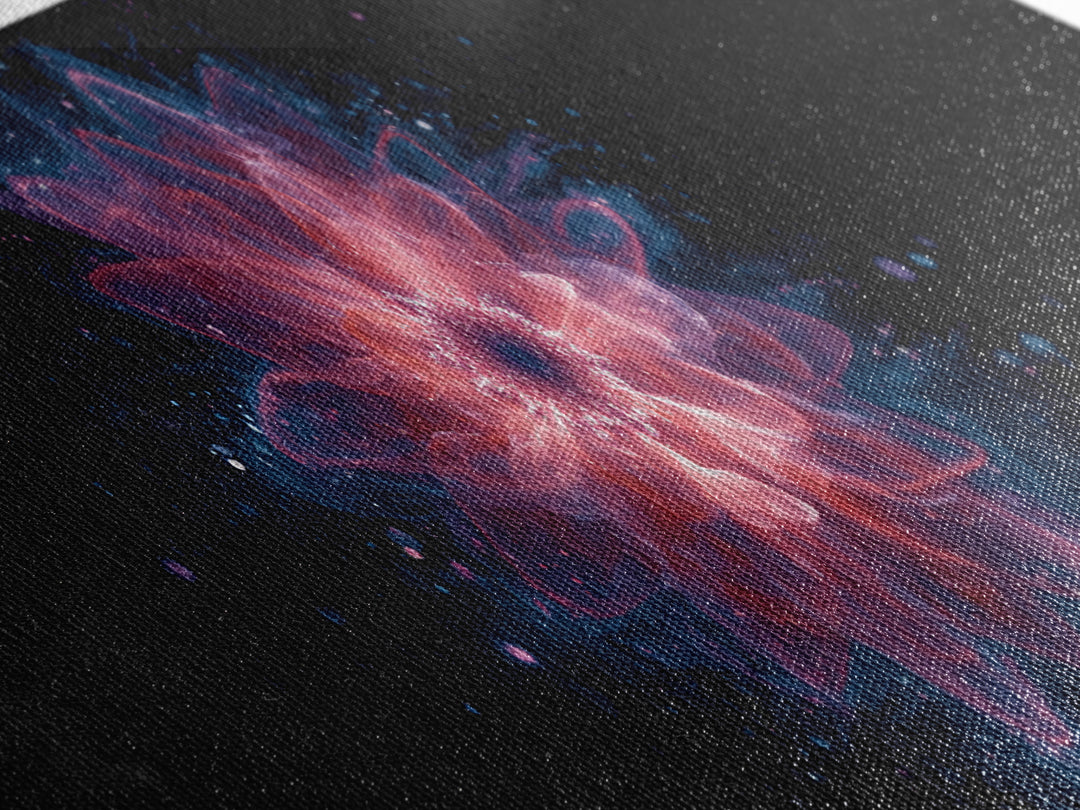 Glowing Pink Cosmic Blossom Wall Art, Modern Abstract Art, Digital Art Print, Space Abstract Art, Trendy Bedroom Wall Decor