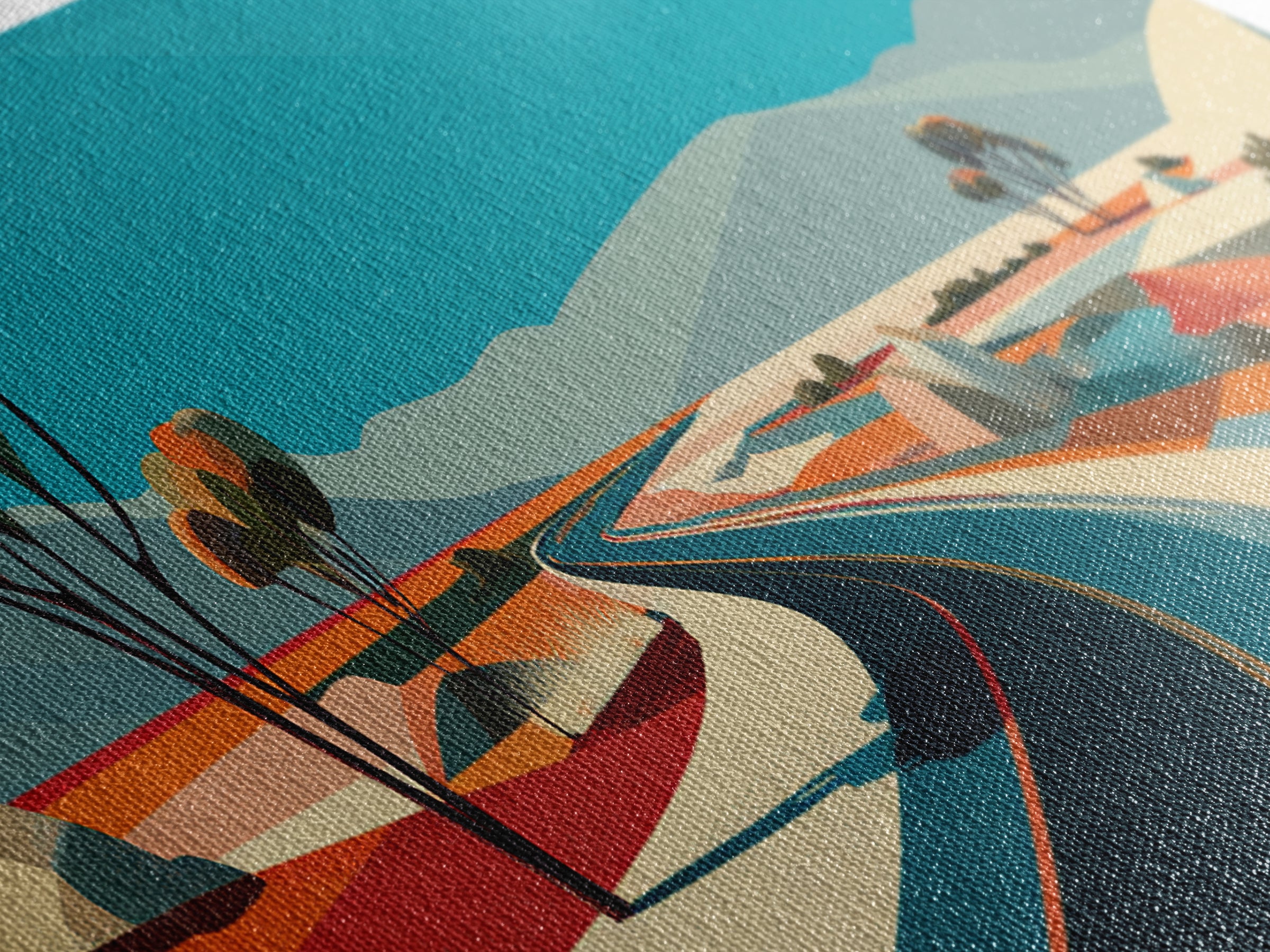 Turquoise Desert Road Wall Art, Midcentury Modern Landscape, Retro Travel Poster, Palm Springs Decor, Scenic Highway Art Print