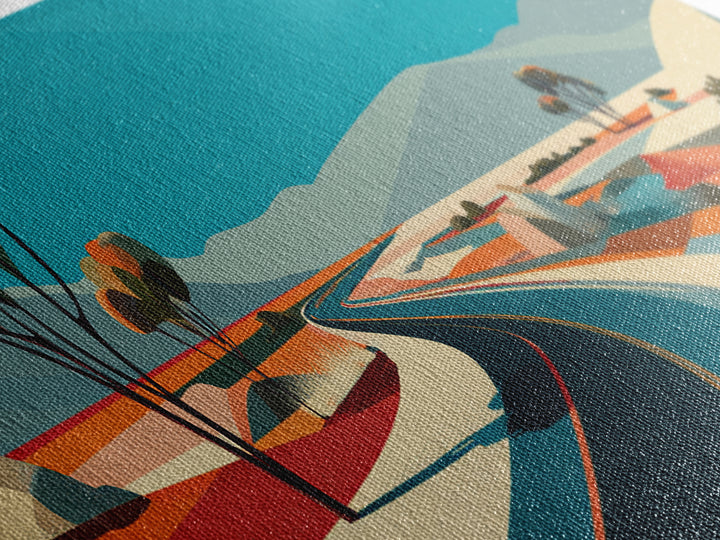 Turquoise Desert Road Wall Art, Midcentury Modern Landscape, Retro Travel Poster, Palm Springs Decor, Scenic Highway Art Print