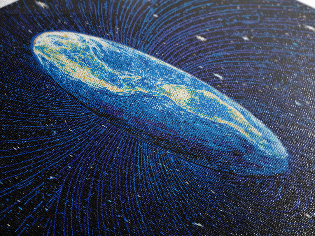 Blue Earth Magnetosphere And Starfield Wall Art, Retro Space Science Poster, Modern Digital Art Print For Office Decor And Astronomy Gift