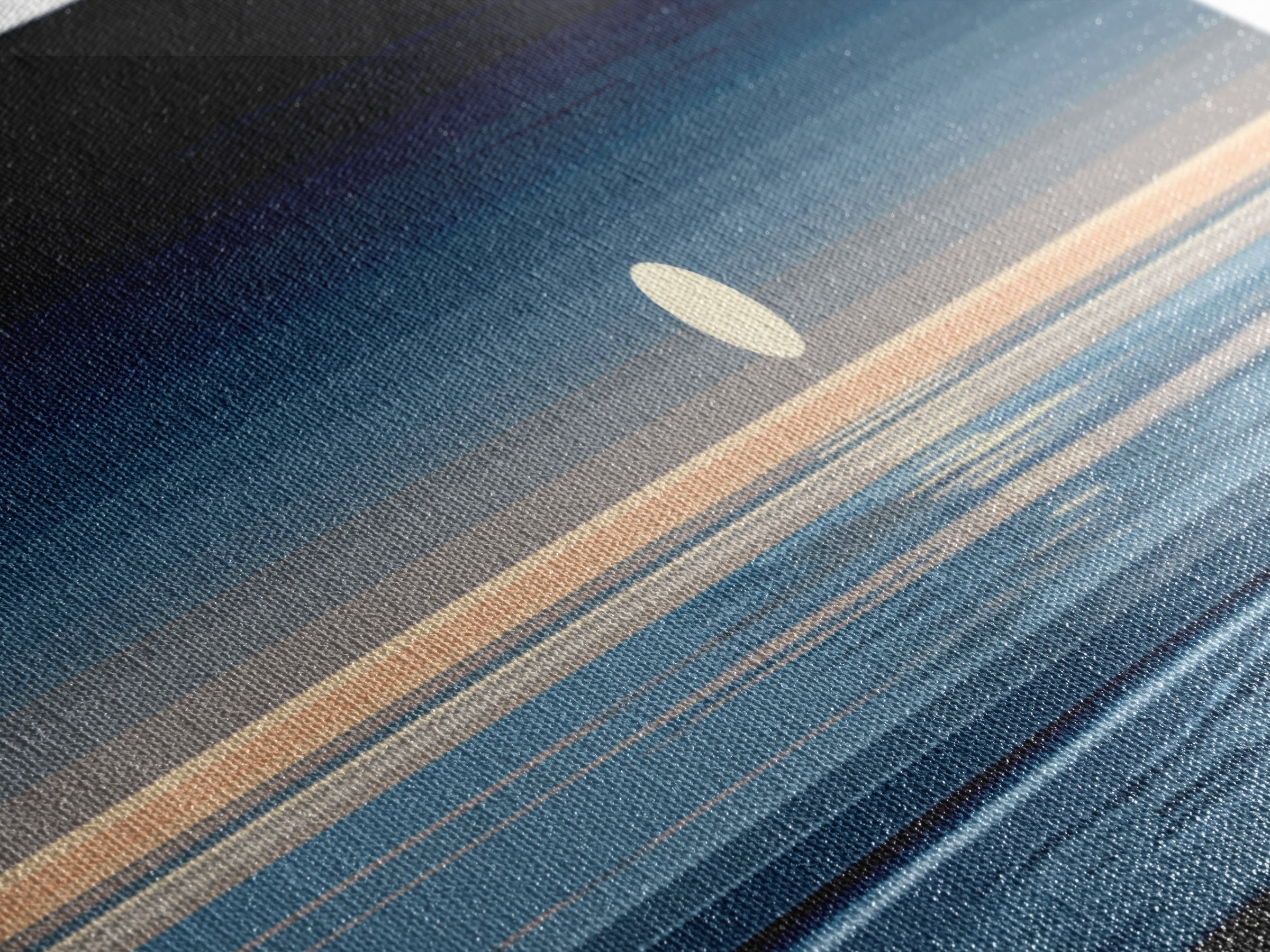 Minimal Moon Over Calm Horizon Wall Art, Modern Coastal Decor, Blue Abstract Seascape, Serene Bedroom Large Canvas Print