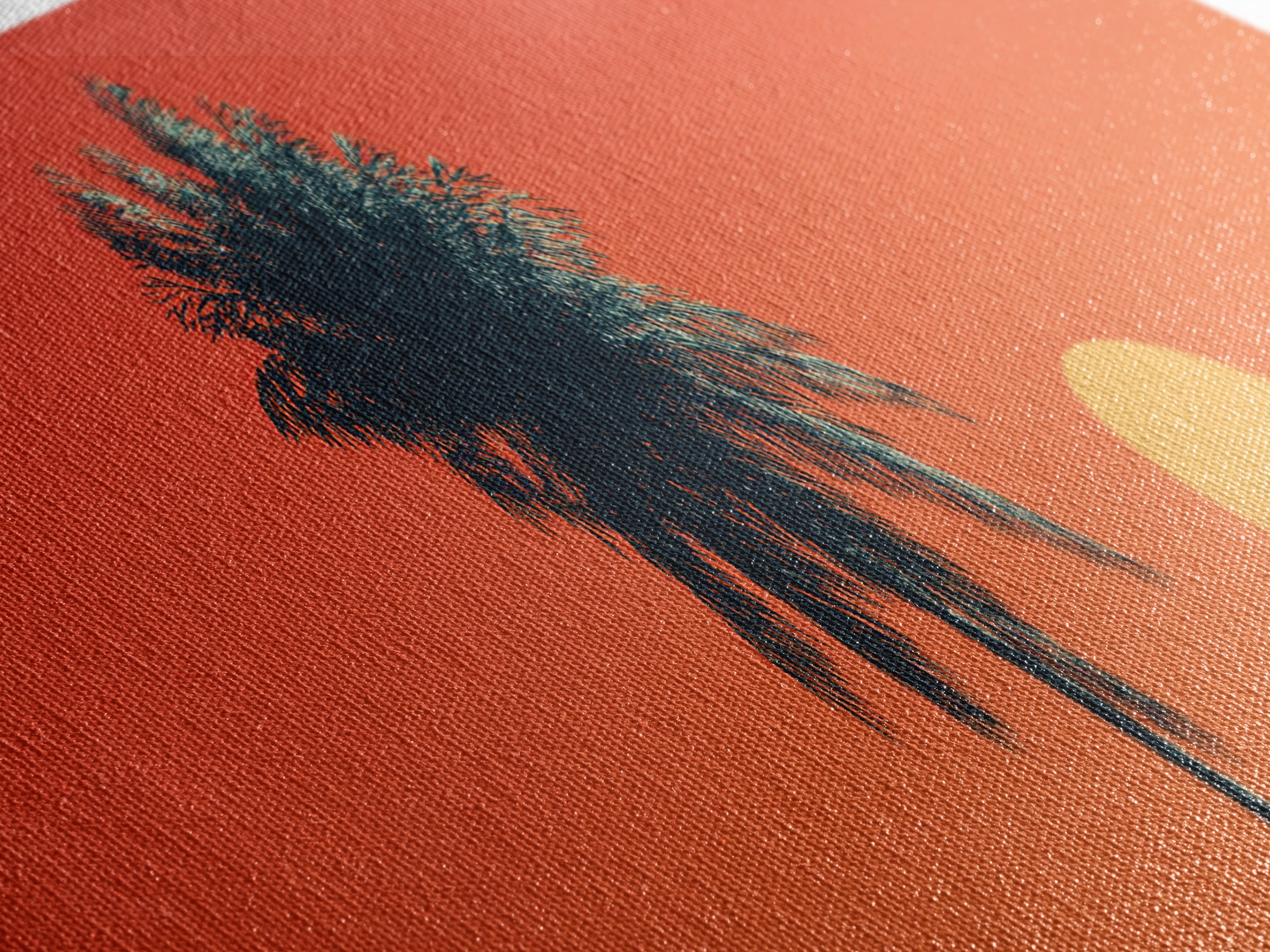 Orange Palm Silhouette Sunset Canvas Print, Mid Century Modern Tropical Wall Decor, Warm Coastal Art, Palm Springs Home Decor