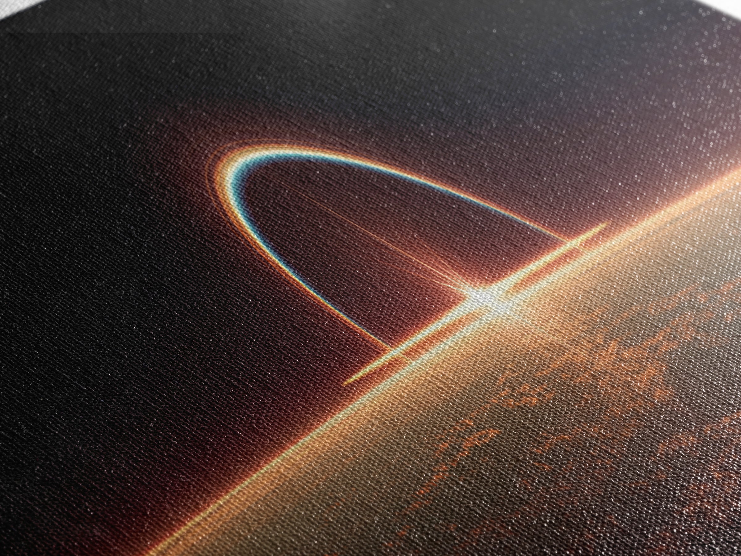 Futuristic Eclipse Horizon Framed Canvas Print, Sci Fi Planet Sunrise Wall Decor, Modern Space Art, Cinematic Living Room Poster