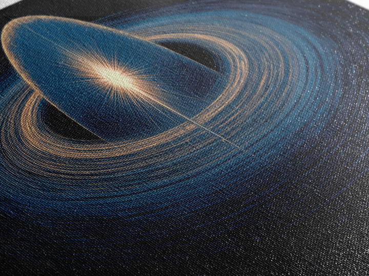 Blue Ringed Planet Wall Art, Cosmic Retro Art, Large Sci Fi Retro Art, Modern Abstract Art Print For Living Room Decor Gift