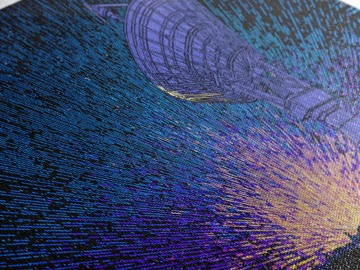 Blue Radio Telescope Starburst Wall Art, Retro Sci Fi Observatory Poster, Mid Century Modern Space Decor, Panoramic Canvas Print